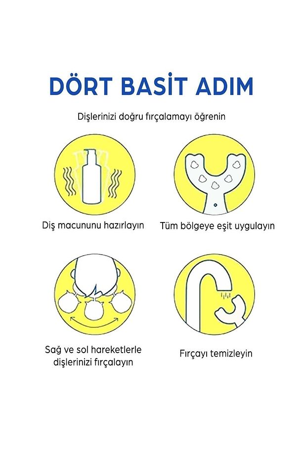U Şeklinde Pratik Çocuk Diş Fırçası 2-6 Yaş Sarı 2 Adet - 5