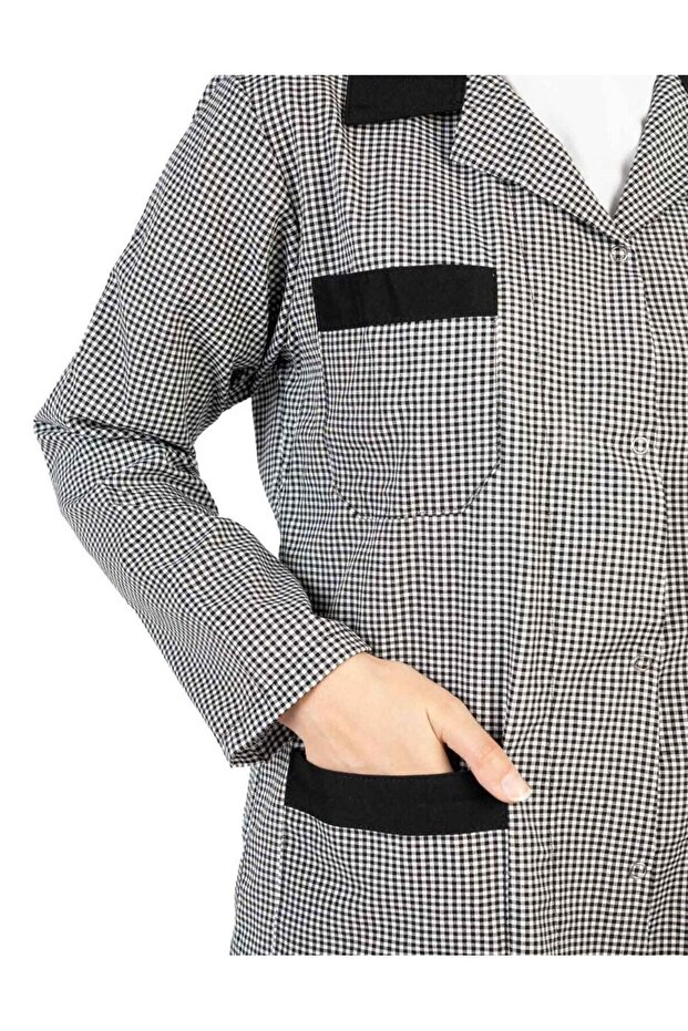 Onurteks Ekose Iş Önlüğü Pitikare Önlük Klasik Model Kadın / Pötikare Iş Önlüğü - 1