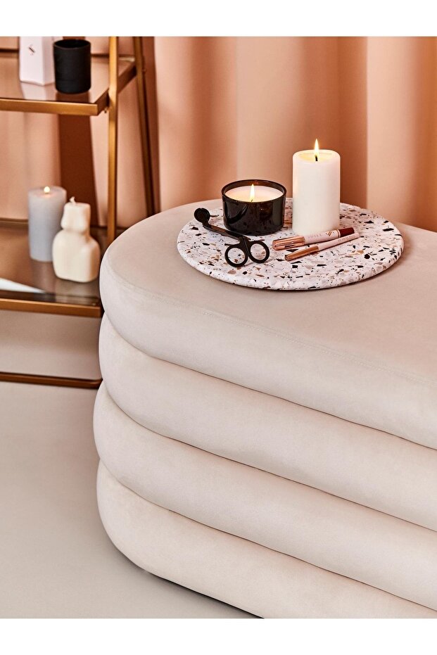 Relax Bench Kadife, Bej - 4