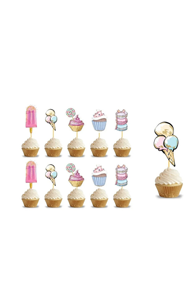 Macaron Ice Cream Summer Themed Toothpicks (Pack of 10)
