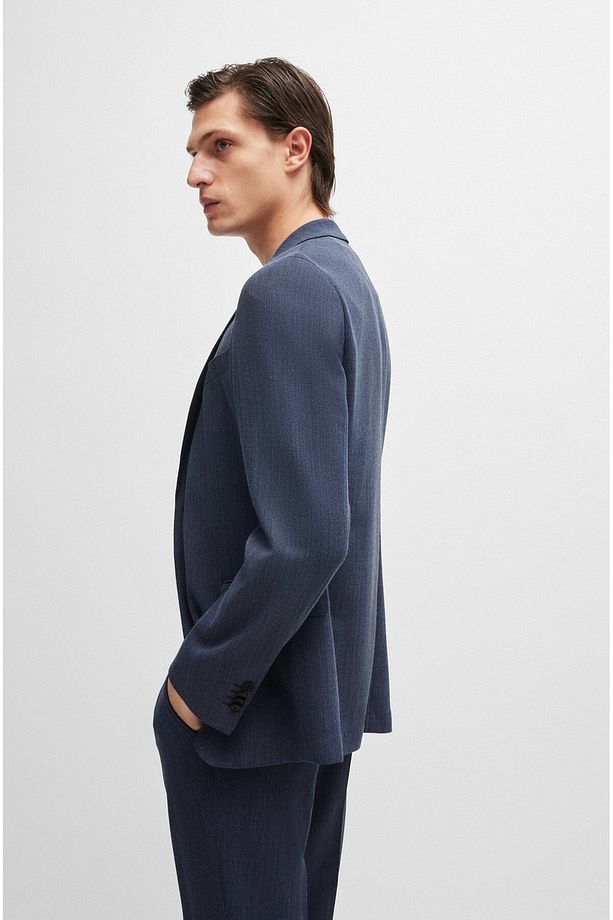 Erkek Slim Fit Düğme Kapamalı Kruvaze Yaka Şık Lacivert Takım Elbise 50521666-404 - 6