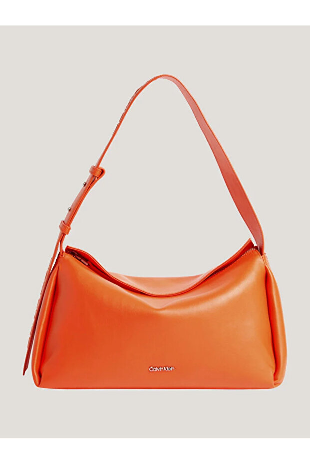 Orange Leather Bag - Zippered, Daily Use, K60K with Logo611341-SA3