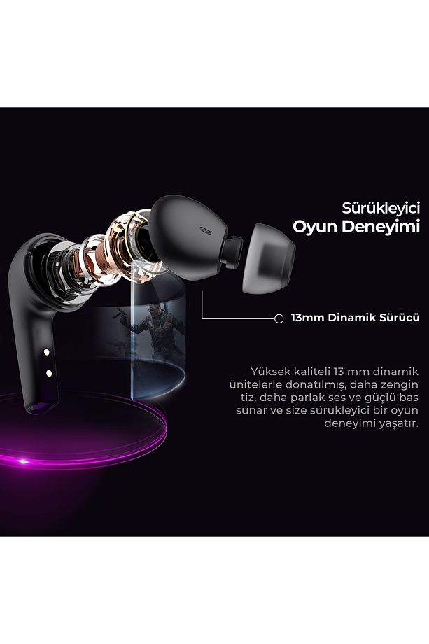 TW970 TWS RGB Gaming Bluetooth Kulaklık - 2.4GHz ve Bluetooth Modu - 4