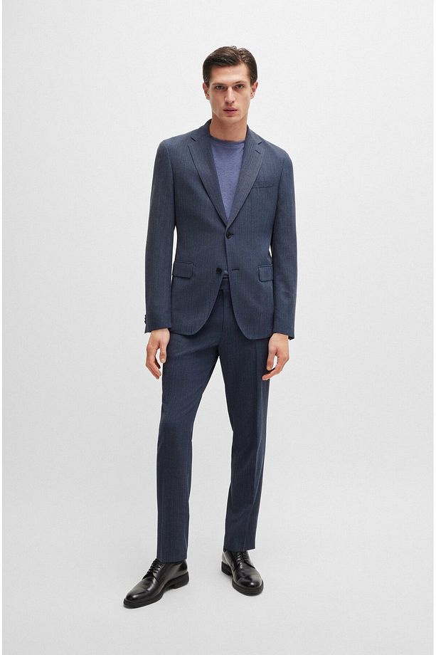 Erkek Slim Fit Düğme Kapamalı Kruvaze Yaka Şık Lacivert Takım Elbise 50521666-404 - 1