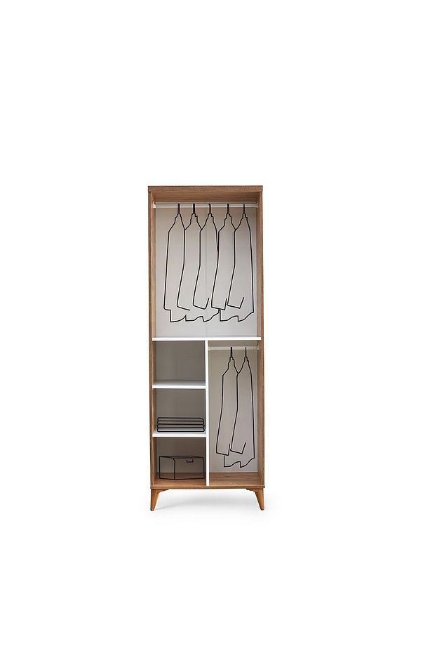Ücretsiz Montaj Komple Mdf Paris 2 Kapaklı Atlatik Çam-beyaz Gardırop Elbise Dolabı - 8