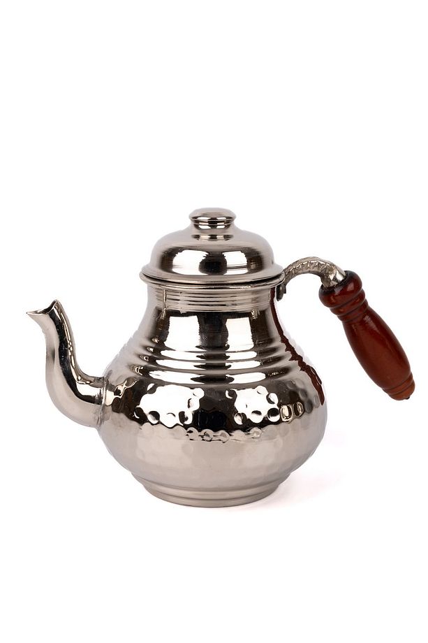 Bakır Küçük Boy Çekiç Dövme Çaydanlık Nikelli - 2