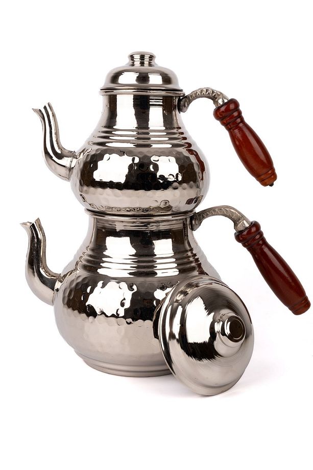 Bakır Büyük Çekiç Dövme Çaydanlık Nikelli - 1