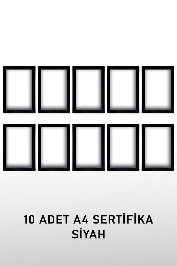 10 Adet A4 Çerçeve - Siyah Çerçeve - Sertifika Çerçevesi - Diploma Çerçeve - 21x30 Çerçeve - Mdf - 5