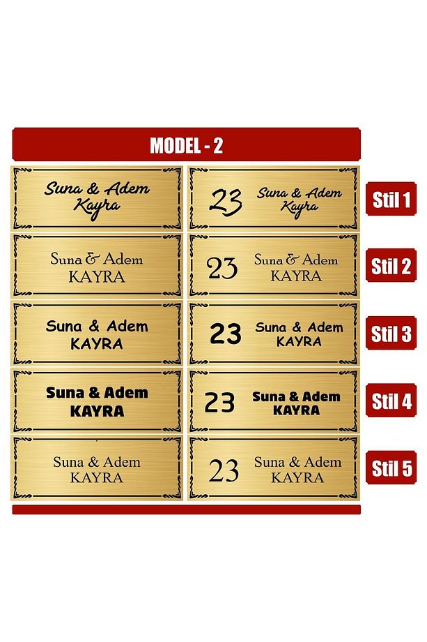 Kişiye Özel Metal Kapı Isimliği-yapışkanlı Kapı Süsü Model 002 - 1