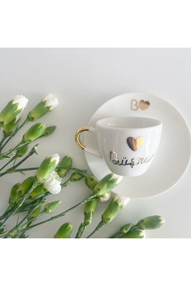 24k Gold Gilded Porcelain Turkish Coffee Cup - Büşra - 80 Cc