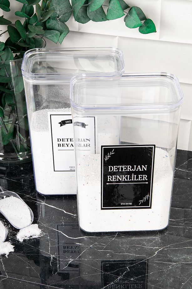 2'li Deterjanlık Ölçek Hediyeli Beyazlar Ve Renkliler Etiketli Deterjan Saklama Kutusu 3000 ml - 2