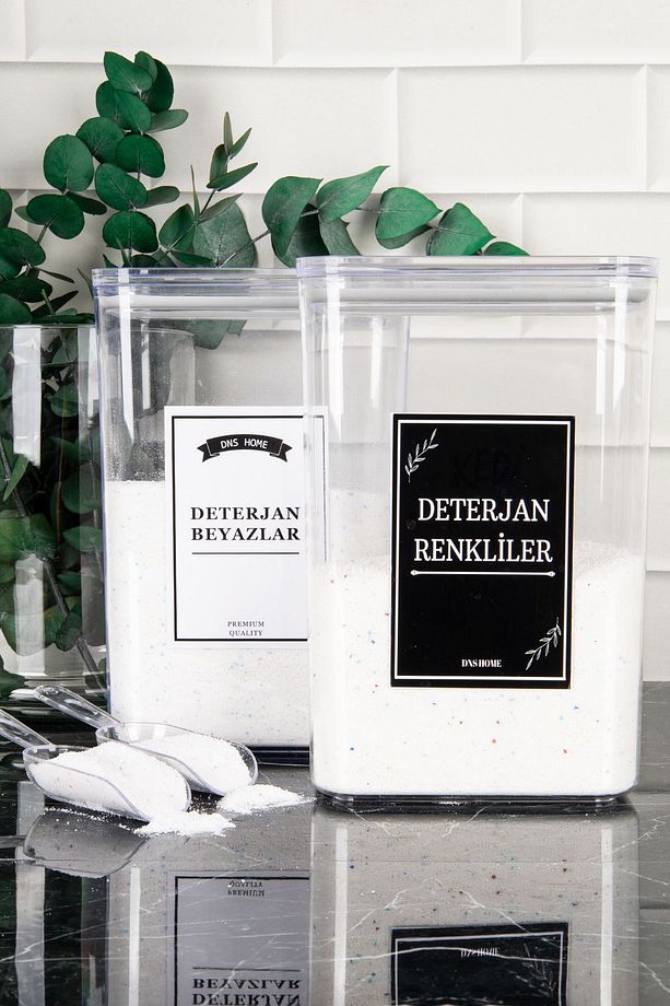 2'li Deterjanlık Ölçek Hediyeli Beyazlar Ve Renkliler Etiketli Deterjan Saklama Kutusu 3000 ml - 3