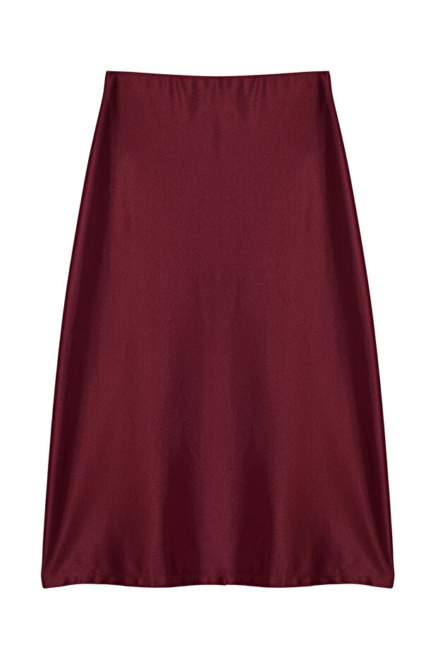 Bordo Saten A Kesim/Çan Form Etek TWOAW24ET00088 - 9