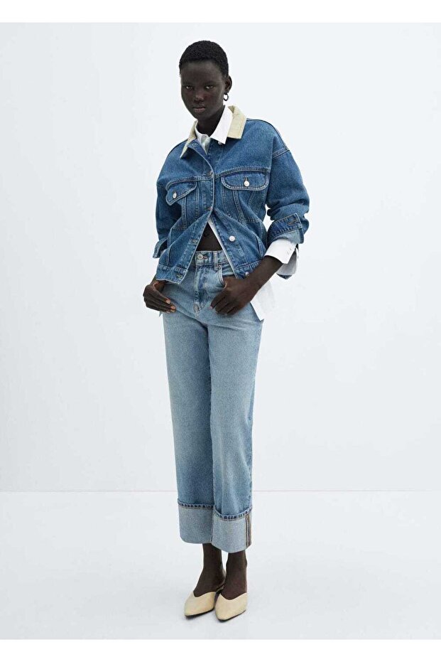 Paçaları kıvrık jean - 2