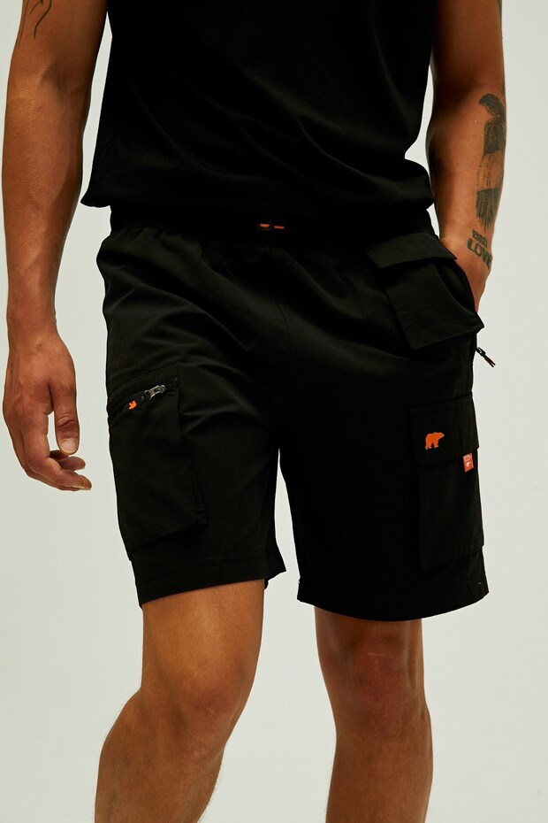 Toleda Siyah Kargo Cep Erkek Şort - 8