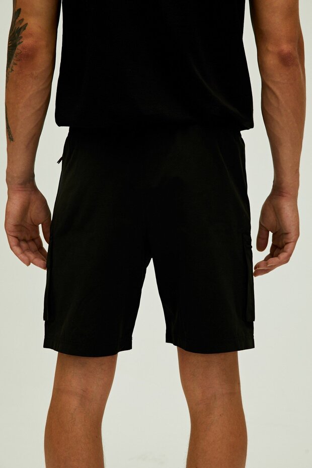 Toleda Siyah Kargo Cep Erkek Şort - 6