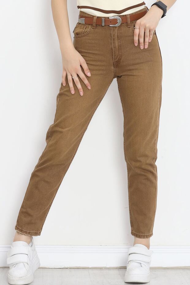 Brown Belted Mom Jeans - 18699.1843.