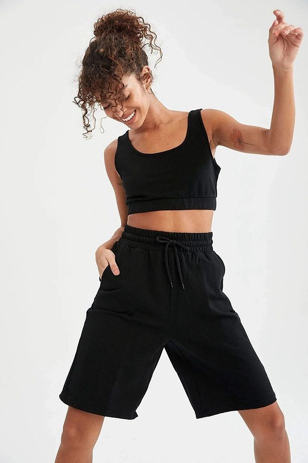 Siyah Oversize Unisex Spor Şort - 2