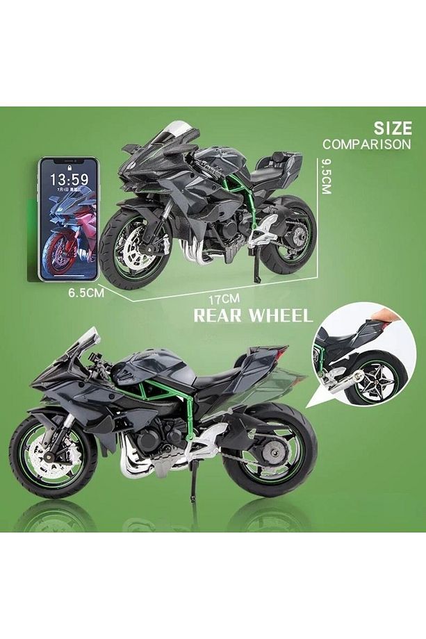 KAWASAKİ NİNJA H2R 1/12 MODEL MAKET MOTOR SİYAH - 3