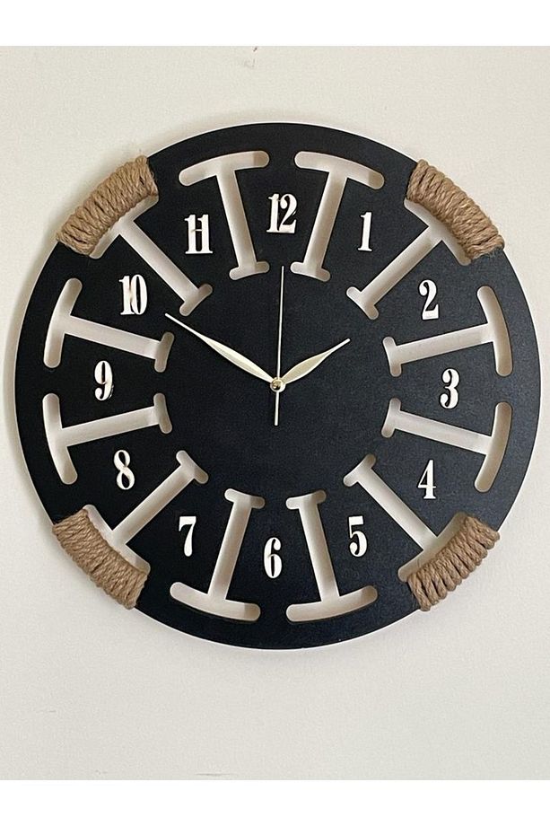 Üm-ra Lazer Rakamlı Ahşap Dekoratif Duvar Saati 40x40 Cm - 2