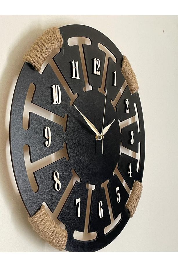 Üm-ra Lazer Rakamlı Ahşap Dekoratif Duvar Saati 40x40 Cm - 1
