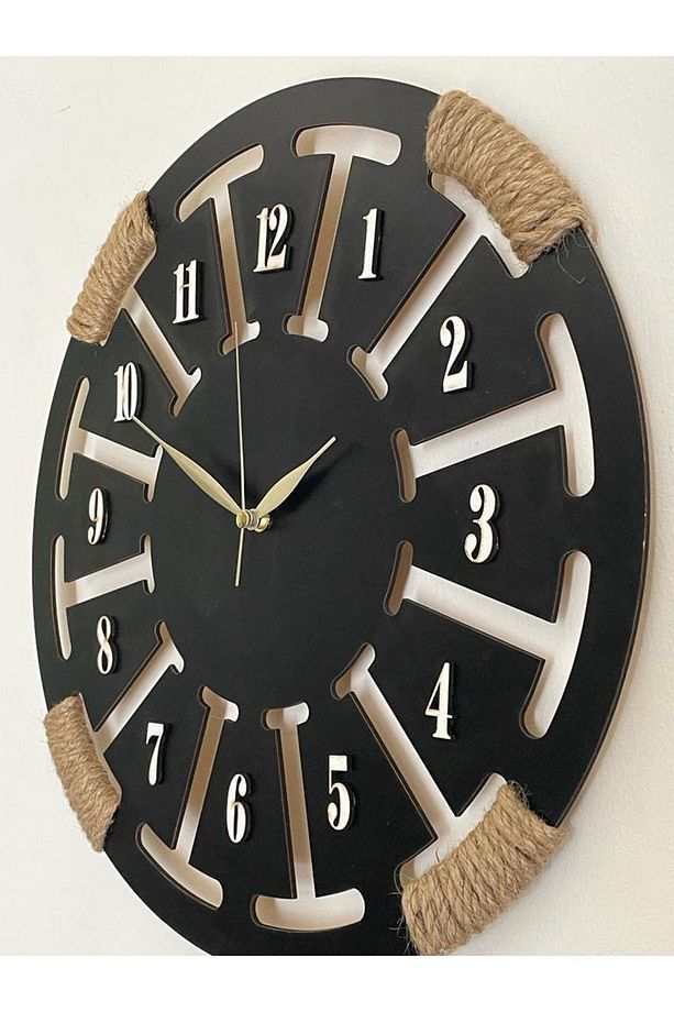 Üm-ra Lazer Rakamlı Ahşap Dekoratif Duvar Saati 40x40 Cm - 3