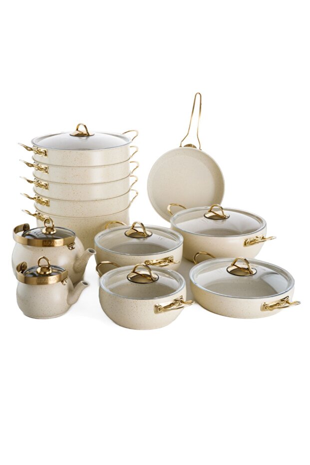 19 Parça Cream Güveç Tencere Seti - 2
