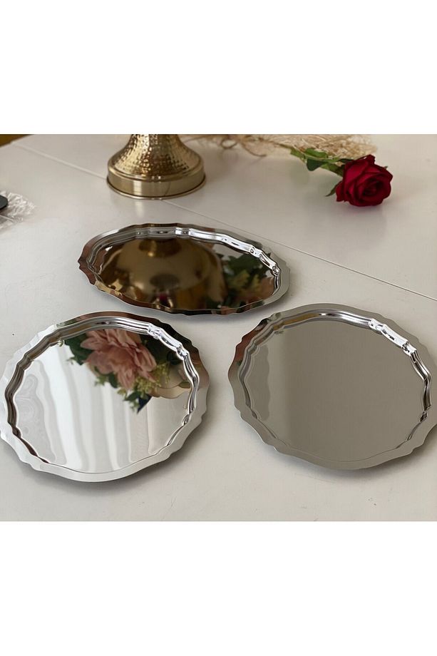 20*25 CM ÇELİK OVAL DALGALI 3 ADET SERVİS VE SUNUM TEPSİSİ - 3