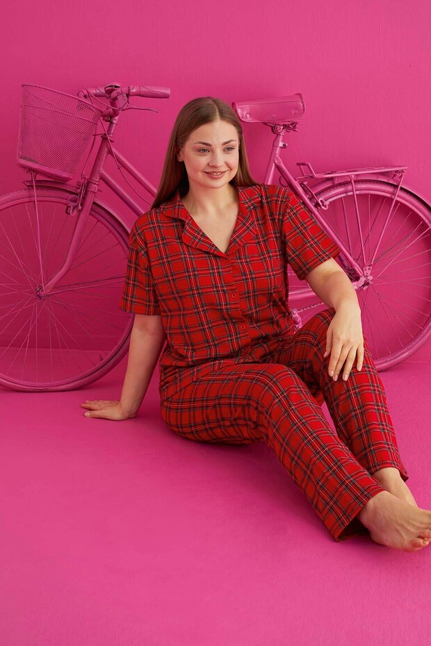 Battal Buttoned Cotton Lycra Pajama Set