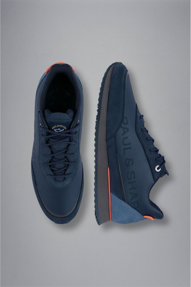 Men's Comfortable Sole Lace-up Navy Blue Sneakers with Brand Logo13318002-050