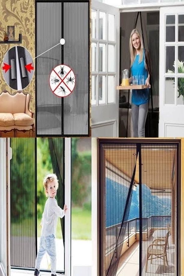 Manyetik Mıknatıslı Kapı Pencere Balkon Tül Sineklik -siyah 90x210 Cm - 3