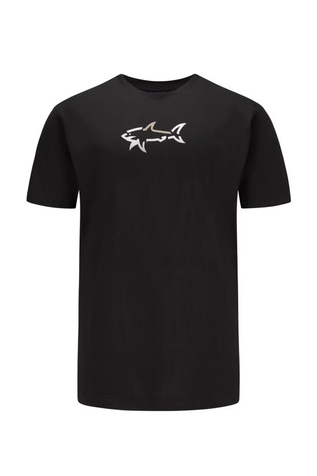 Men's Brand Logo Cotton Regular Fit Casual Black T-Shirt24411085-011