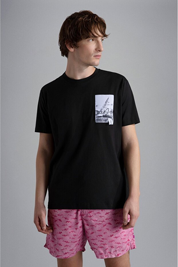 Men's Brand Logo Cotton Regular Fit Casual Khaki T-Shirt24411064-011
