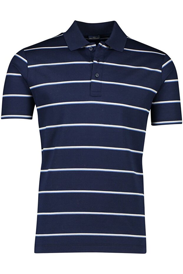 Men's Polo Collar Button Closure Short Sleeve Navy Blue Polo Collar T-Shirt24411260-128