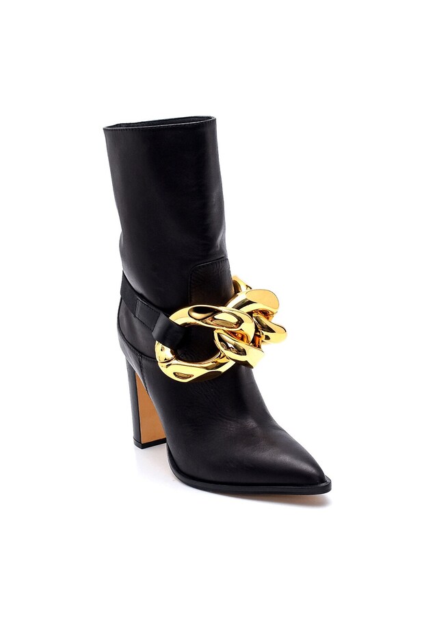 Farah Siyah Deri Kadın Topuklu Bot - 2