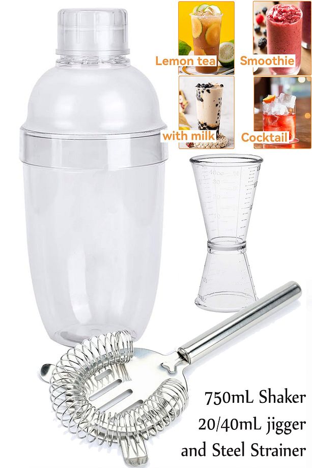 Kokteyl Hazırlama Seti Shaker Jigger Karıştırıcı Set 3 Parça 750ml RA645Ü - 1