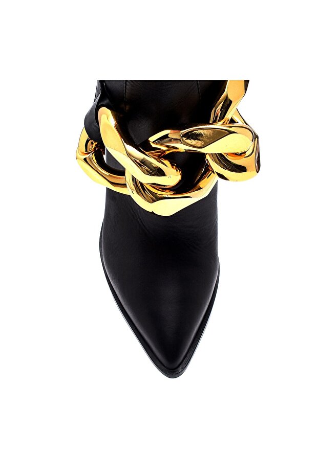 Farah Siyah Deri Kadın Topuklu Bot - 4