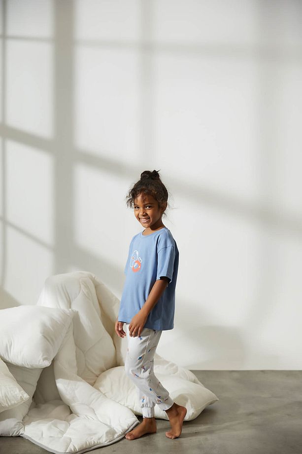 Pamuklu Kısa Kollu Uzun Pijama Takımı - 4