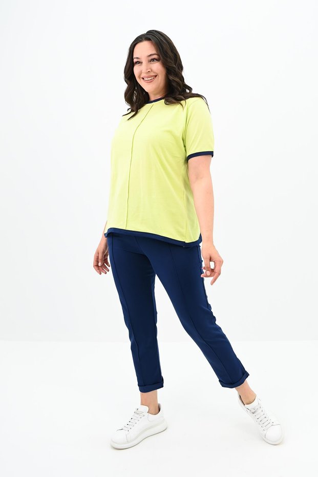 Women's Large Size Back Detailed Tracksuit Set 3804-23