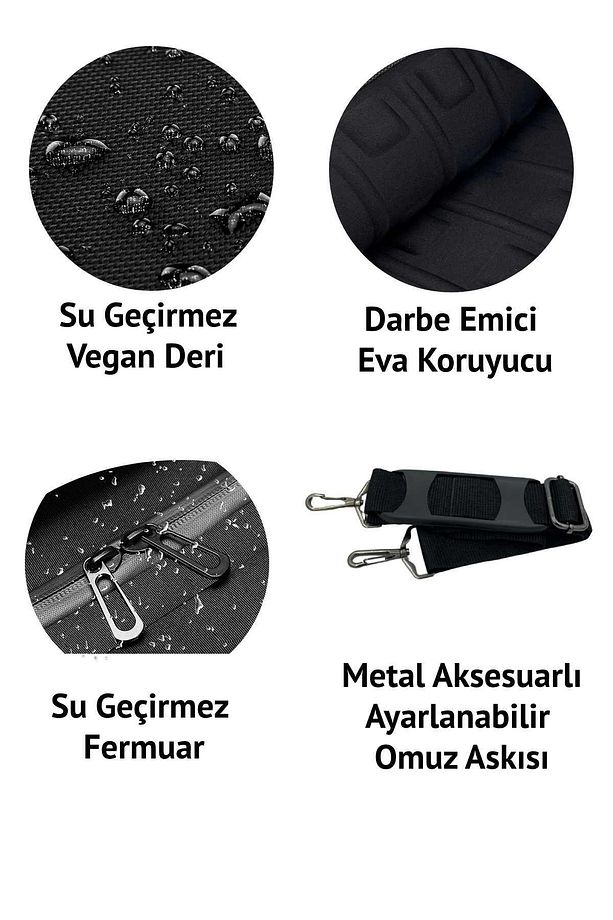 Licht Vegan Deri  13"- 14.1" - 15.6" - 16,1" Evrak Laptop Notebook MacBook Bilgisayar Çantası - 3