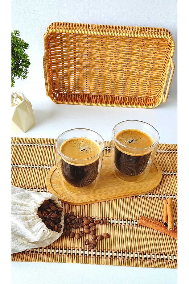 2 Adet Çift Cidarlı Cam Americano Bardağı - 2