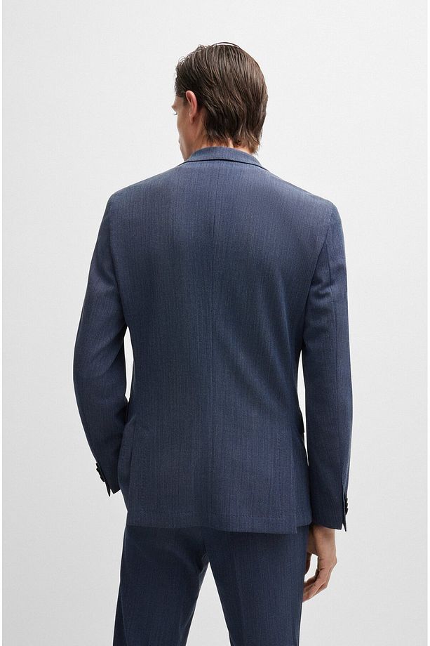 Erkek Slim Fit Düğme Kapamalı Kruvaze Yaka Şık Lacivert Takım Elbise 50521666-404 - 4
