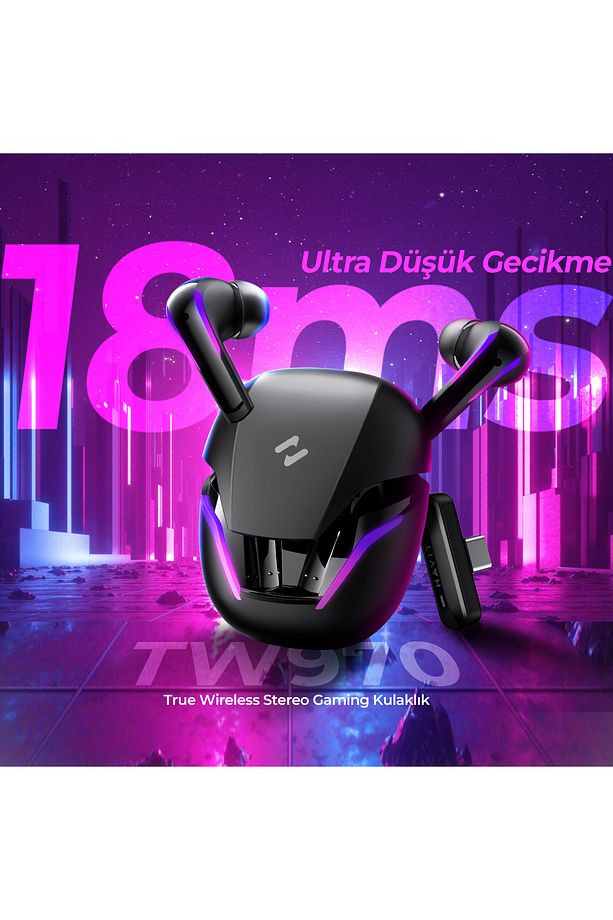 TW970 TWS RGB Gaming Bluetooth Kulaklık - 2.4GHz ve Bluetooth Modu - 2