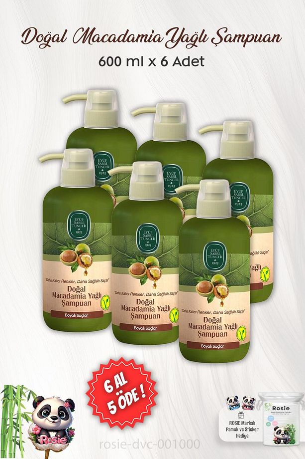 6 AL 5 ÖDE Eyüp Sabri Tuncer Doğal Macadamia Yağlı Şampuan 600 ml ve ROSIE - 1