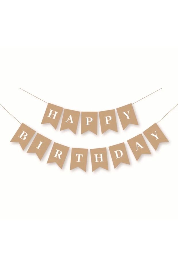 Natural Color Kraf White Happy Brithday Banner