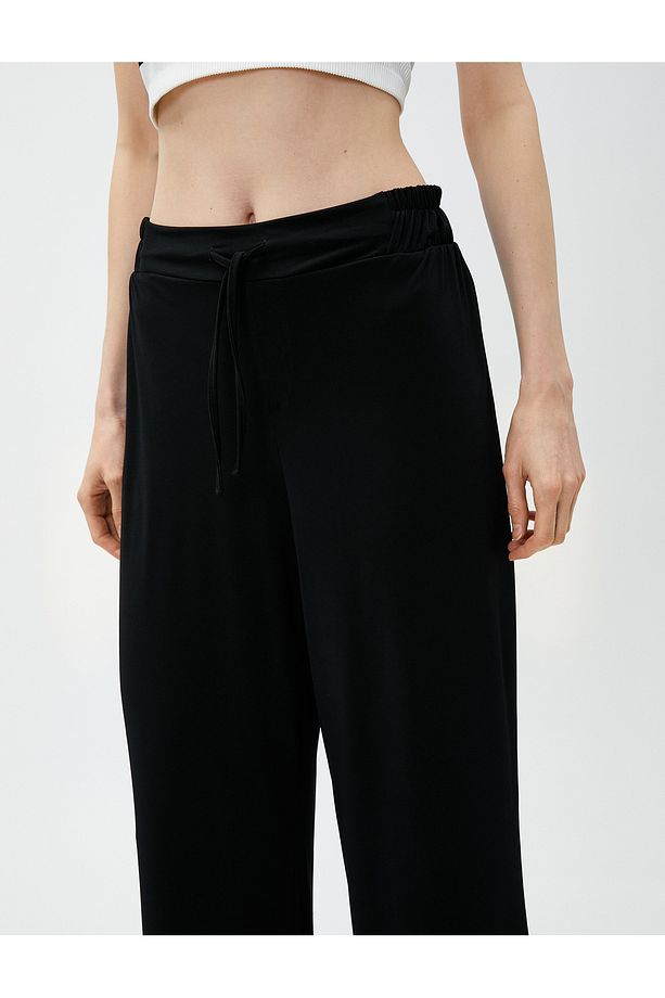 Bol Paça Pantolon Beli Bağlamalı - 5