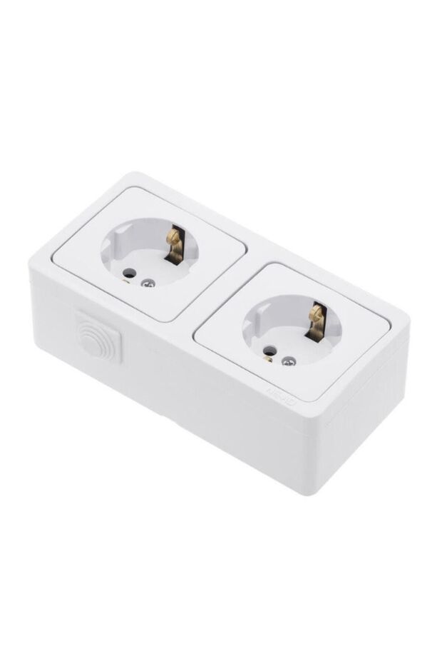 مقبس مزدوج مع قابس أرضي مثبت على السطح - 1