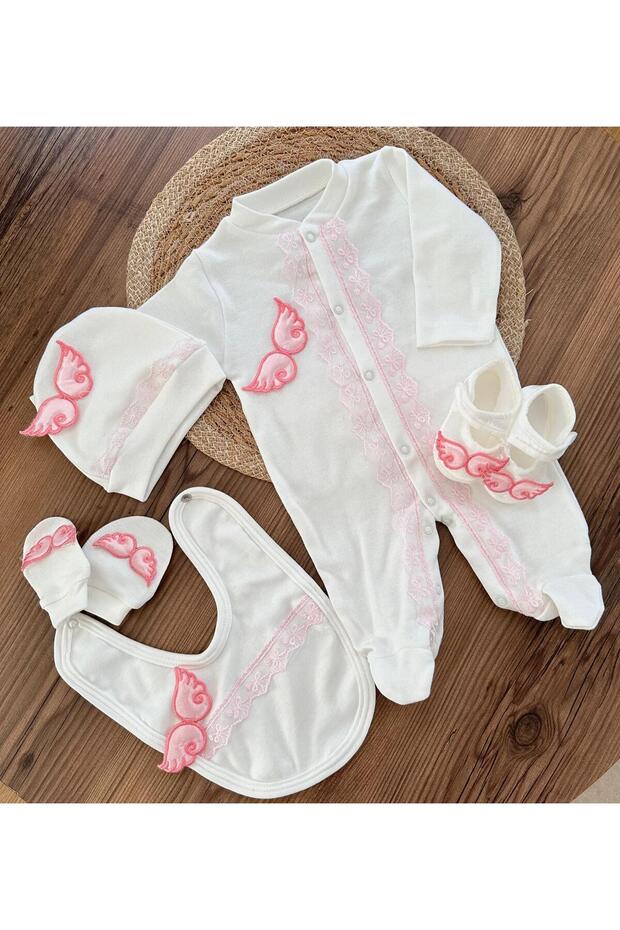 5li set Melek kanatlı Bebek Tulum