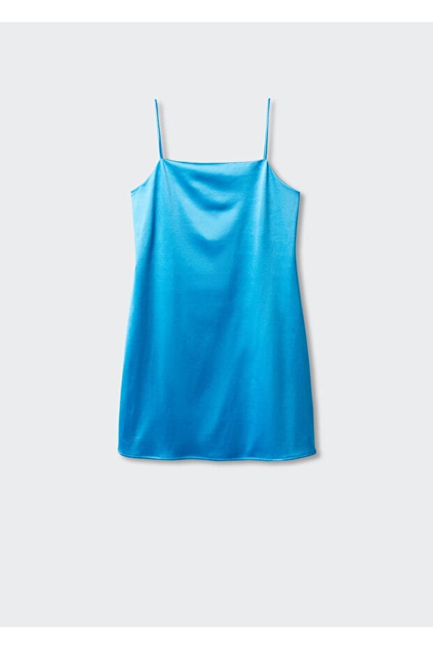 Kısa Saten Görünümlü Elbise - 3