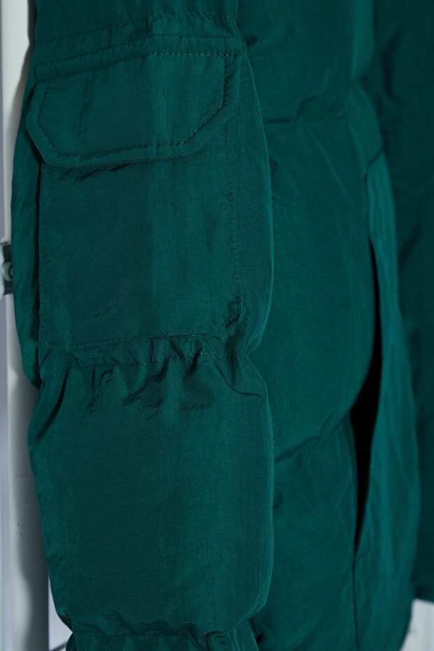 Unisex Yeşil Taslan Relaxed Fit Kışlık Şişme Mont TMNAW25MO00007 - 8